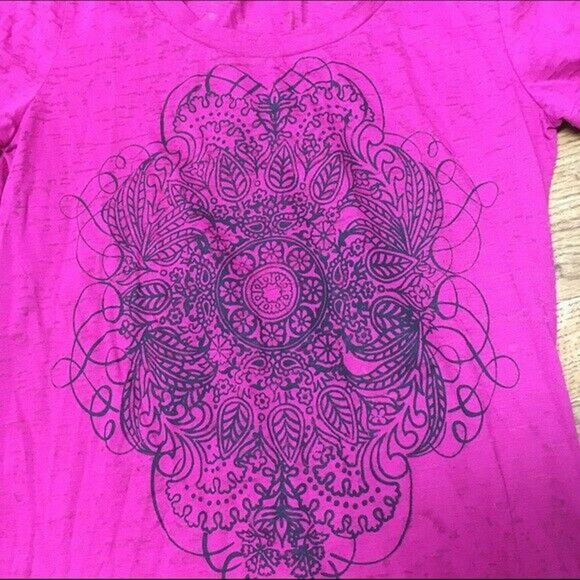 Faded Glory Womens Tee Size Small 4 6 Pink Indian Design Burnout Fabric - Picture 5 of 8